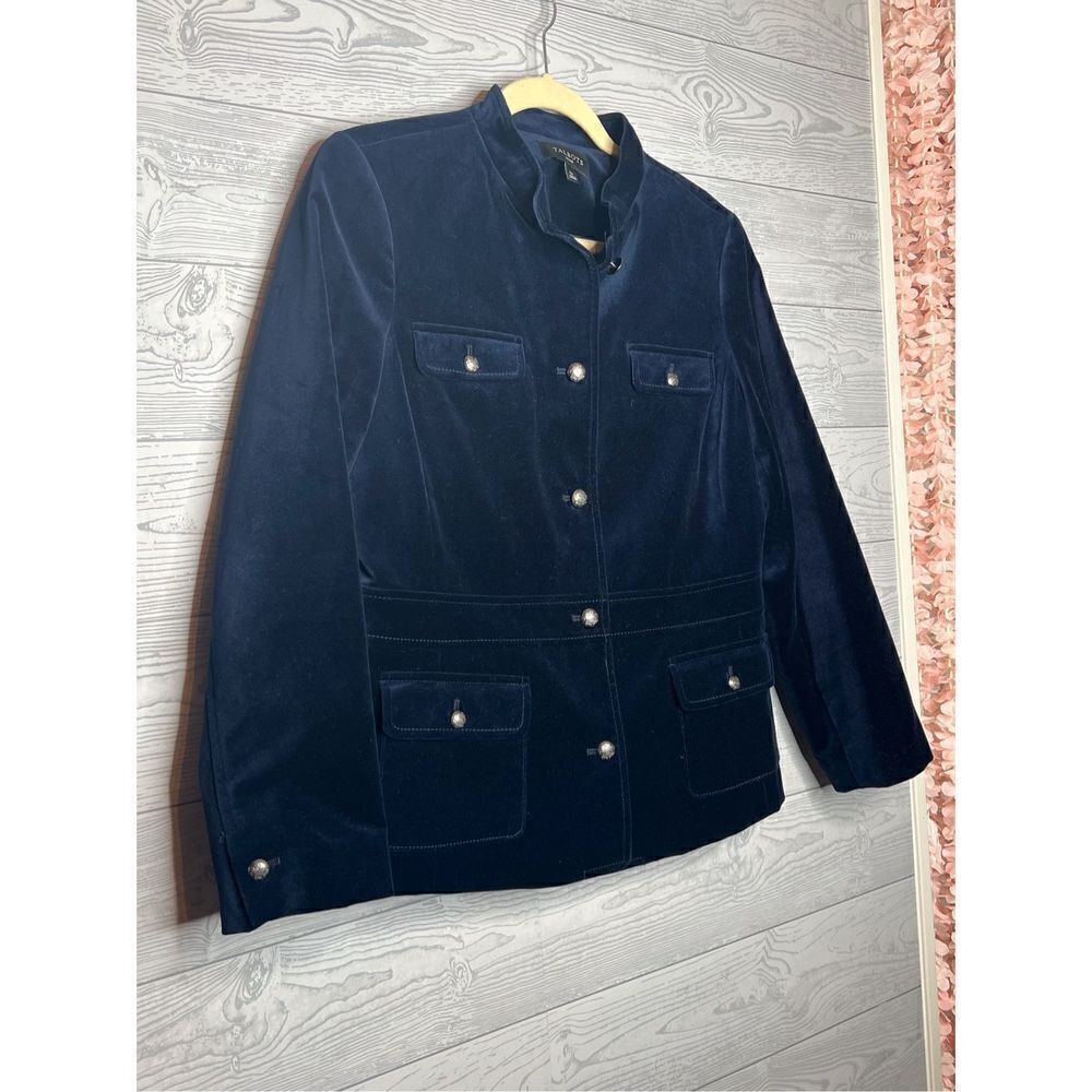 Talbots, petite, size12P, blue  military style velvet jacket